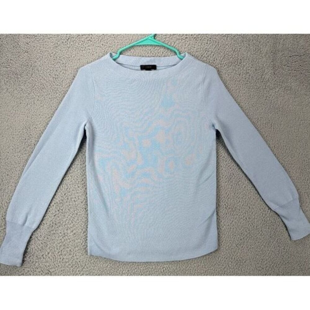 J Crew Sweatshirt Women 2XS Blue Merino Wool Blend Crew Neck Pullover Ladies NEW